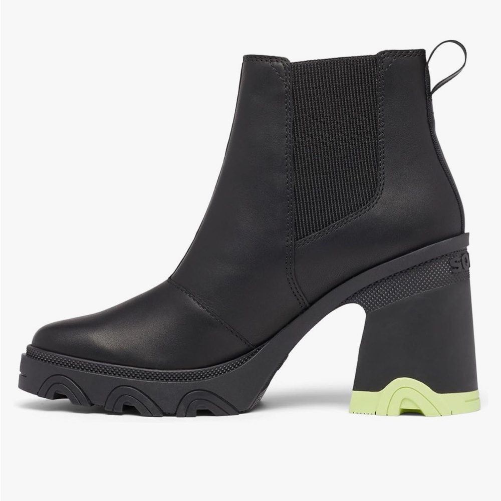 Sorel Black Heeled Boots with Neon Accents - Picture 5 of 6